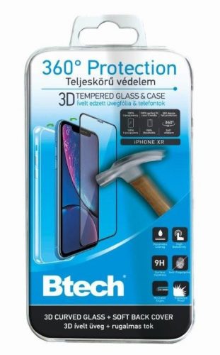 Btech iPhone XR  360°-os Védelem 3D üvegfóliával